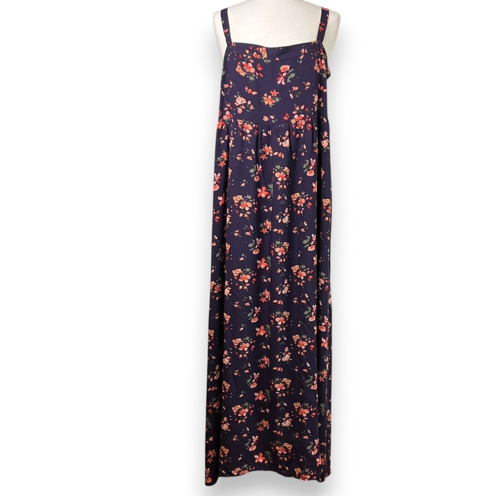 Natural Life Floral Maxi Dress Womens M Blue Boho Summer Cottagecore Flowy Layer